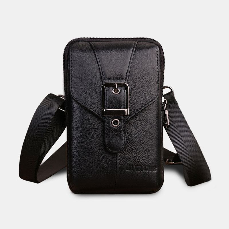 Menn Ekte Skinn Belteveske Crossbody Veske 6 Tommers Telefonveske Midjeveske Belteveske