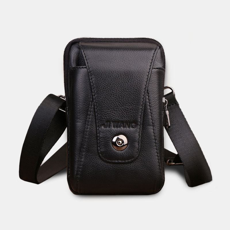 Menn Ekte Skinn Belteveske Crossbody Veske 6 Tommers Telefonveske Midjeveske Belteveske