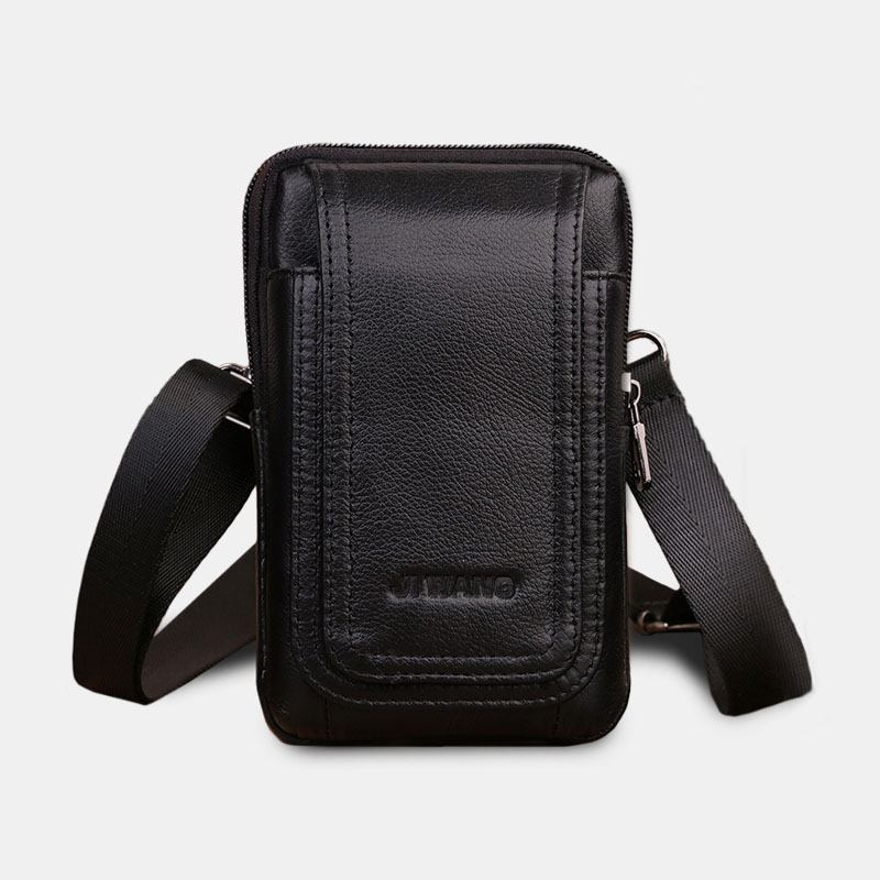 Menn Ekte Skinn Belteveske Crossbody Veske 6 Tommers Telefonveske Midjeveske Belteveske