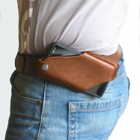 Menn Ekte Skinn Fanny Pack 4.7 Tommer ~ 6.5 Tommer Telefonveske Midjeveske Easy Carry Edc-veske For Utendørs