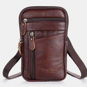 Menn Ekte Skinn Multi-carry Anti-tyveri 6.5 Tommers Telefonveske Crossbody Veske Midjeveske Sling Bag