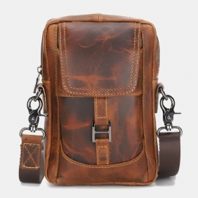 Menn Ekte Skinn Multi-carry Retro 6.5 Tommers Telefonveske Midjeveske Crossbody Veske Sling Bag