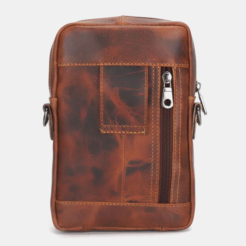 Menn Ekte Skinn Multifunksjon Lett Crossbody Veske Multi-pocket Belteveske Telefonveske