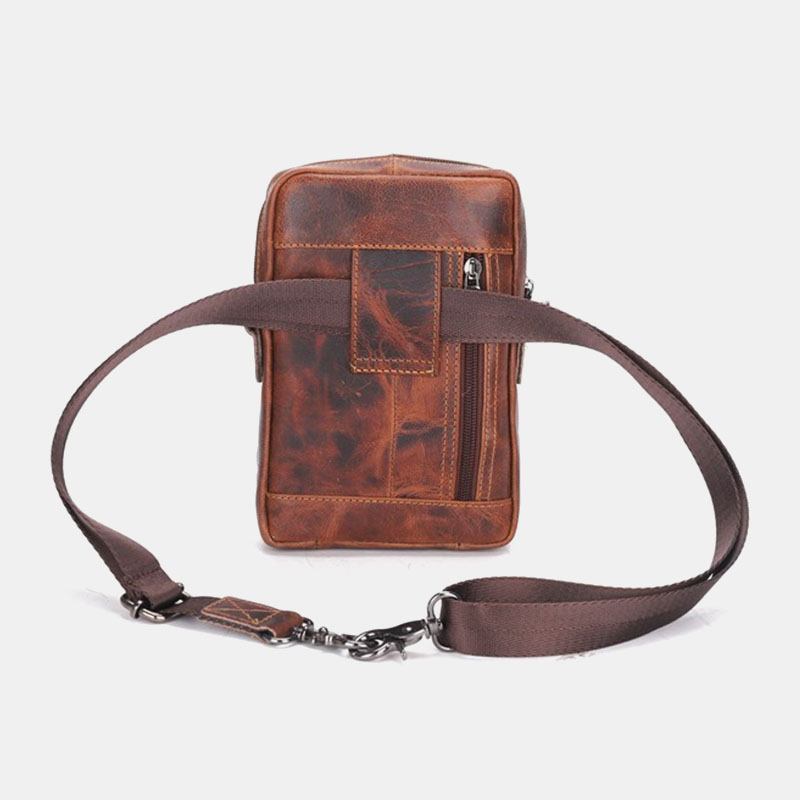 Menn Ekte Skinn Multifunksjon Lett Crossbody Veske Multi-pocket Belteveske Telefonveske