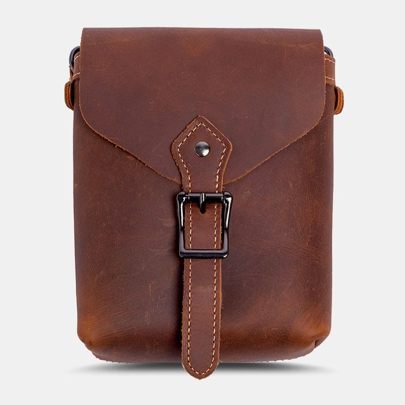 Menn Ekte Skinn Multifunksjons Lett Crossbody-veske Vintage 6.5 Tommers Telefonveske Midjeveske Belteveske