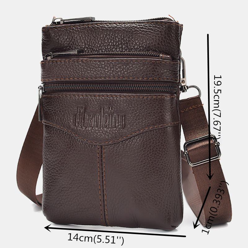 Menn Ekte Skinn Retro Business Fritids 6.3 Tommers Telefonveske Multi-carry Crossbody Veske Midjeveske