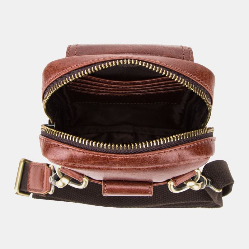 Menn Ekte Skinn Retro Mote 5.8 Tommers Telefonveske Multi-carry Crossbody Veske Midjeveske