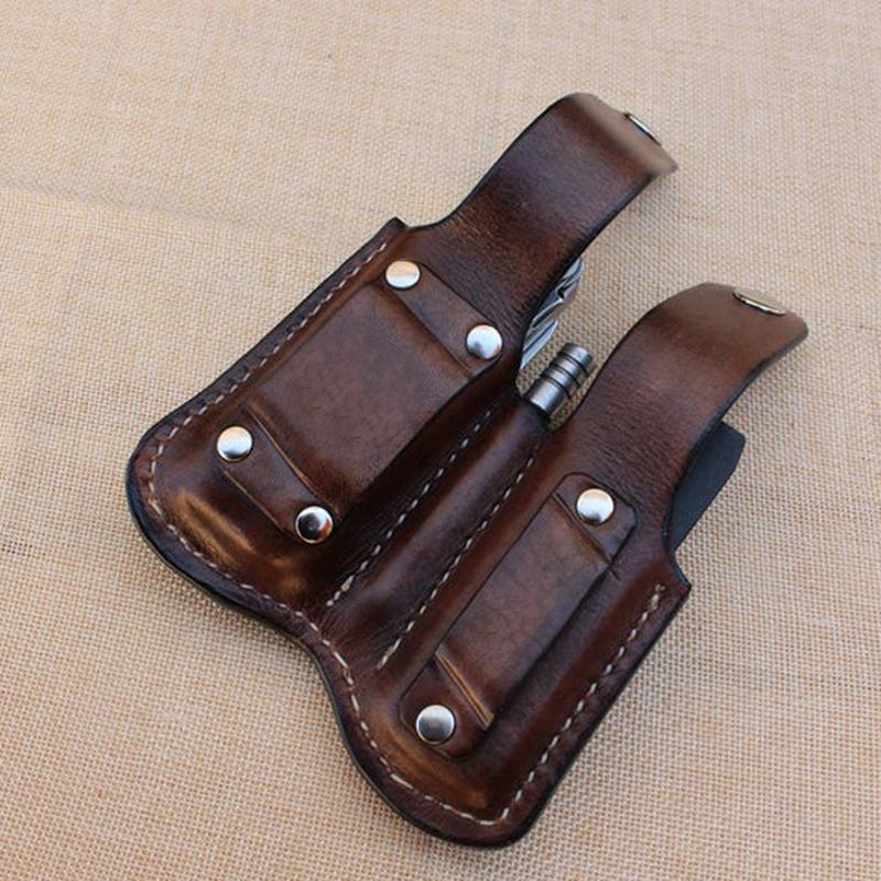 Menn Genuine Leather Tooling Veske Belte Veske Edc Veske For Outdoor