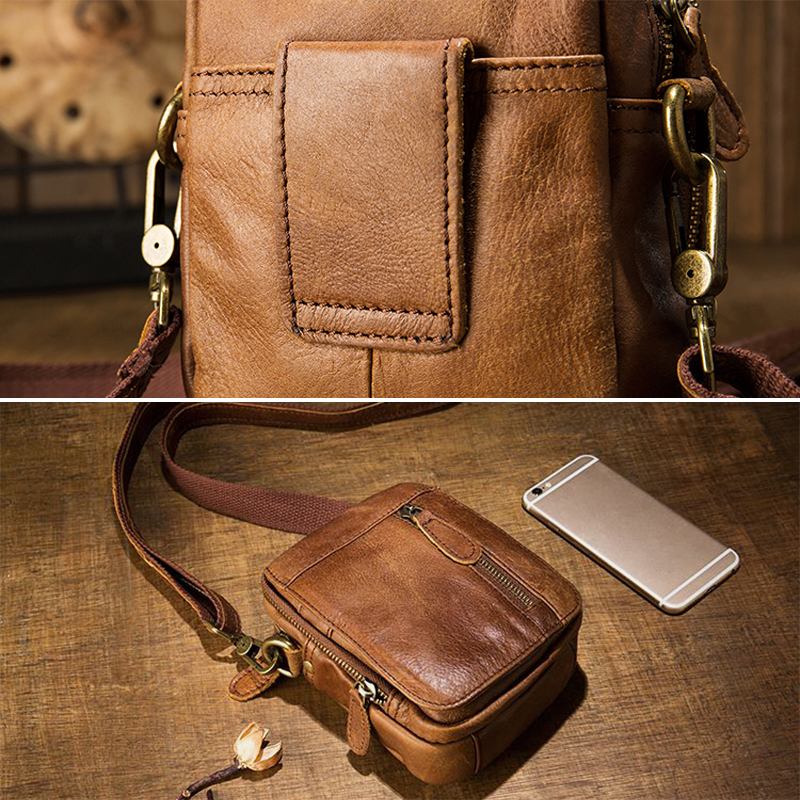 Menn Multi-lomme Belteveske Med Stor Kapasitet Crossbody Skuldervesker Retro Fritids 6.5 Tommers Telefonveske