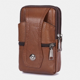 Menn Slitesterk Klaff Magnetisk Knappdesign Midjeveske Pustende Smakløs Belteveske 6.5 Tommers Telefonveske Crossbody-vesker Med Skulderstropp