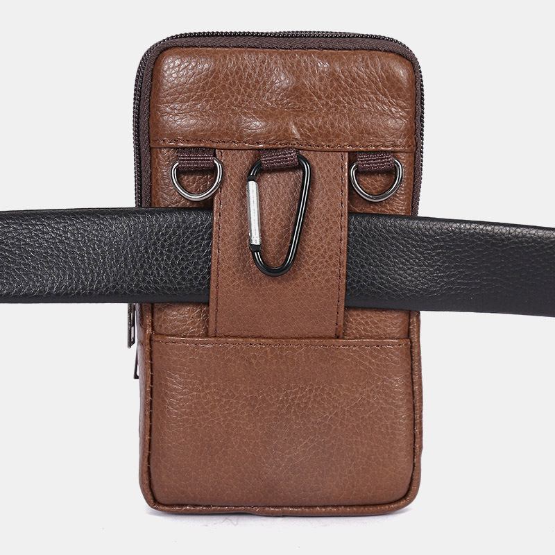 Menn Slitesterk Klaff Magnetisk Knappdesign Midjeveske Pustende Smakløs Belteveske 6.5 Tommers Telefonveske Crossbody-vesker Med Skulderstropp