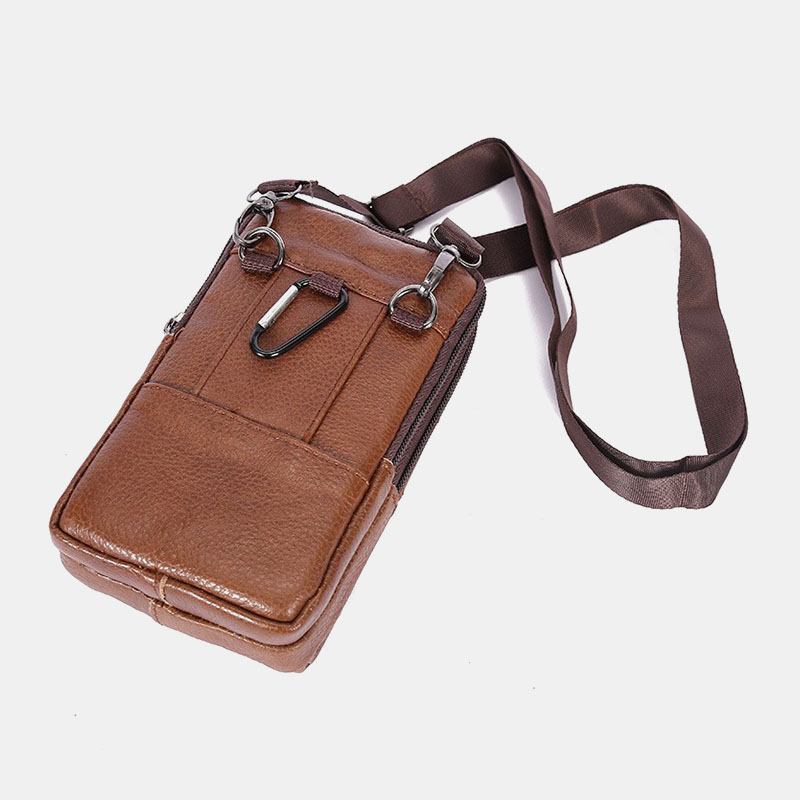 Menn Slitesterk Klaff Magnetisk Knappdesign Midjeveske Pustende Smakløs Belteveske 6.5 Tommers Telefonveske Crossbody-vesker Med Skulderstropp