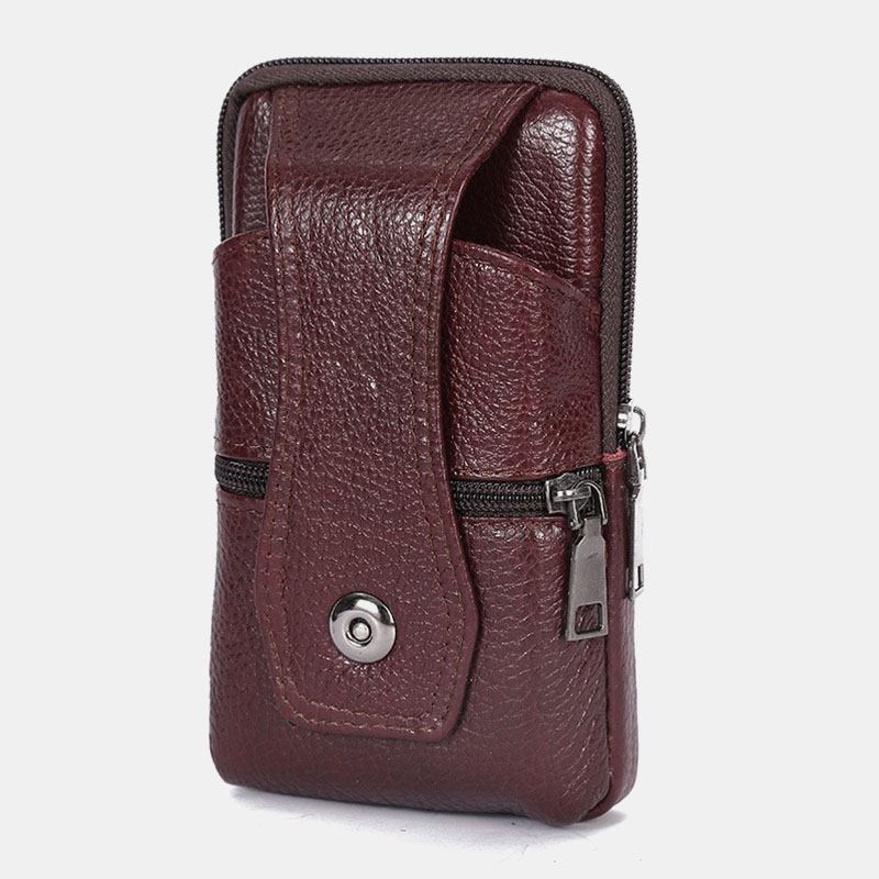 Menn Slitesterk Klaff Magnetisk Knappdesign Midjeveske Pustende Smakløs Belteveske 6.5 Tommers Telefonveske Crossbody-vesker Med Skulderstropp