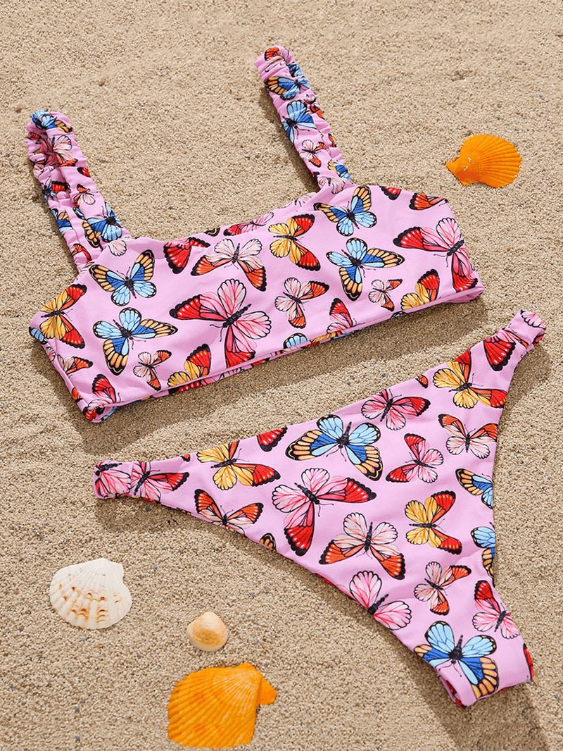 Animal Butterfly Med Trykk Polstret Bikini Holiday Beach Badedrakter For Kvinner