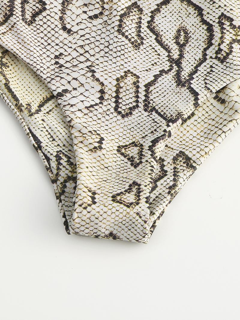 Dame Bandeau Bikini Stroppeløs Badedrakt Med Snake Skin Med Trykk Bottom