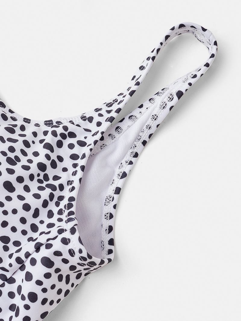 Dame Leopard Brede Skulderstropper Badedrakt Ryggløs Bikini