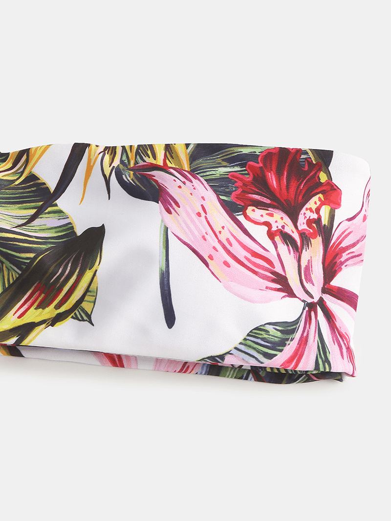 Dame Tropical Med Trykk Bandeau Bikinithong Ryggløs Badedrakt