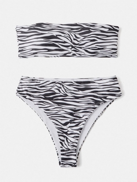 Kvinner Animal Med Trykk Bandeau Backless Bikinithong Badedrakt