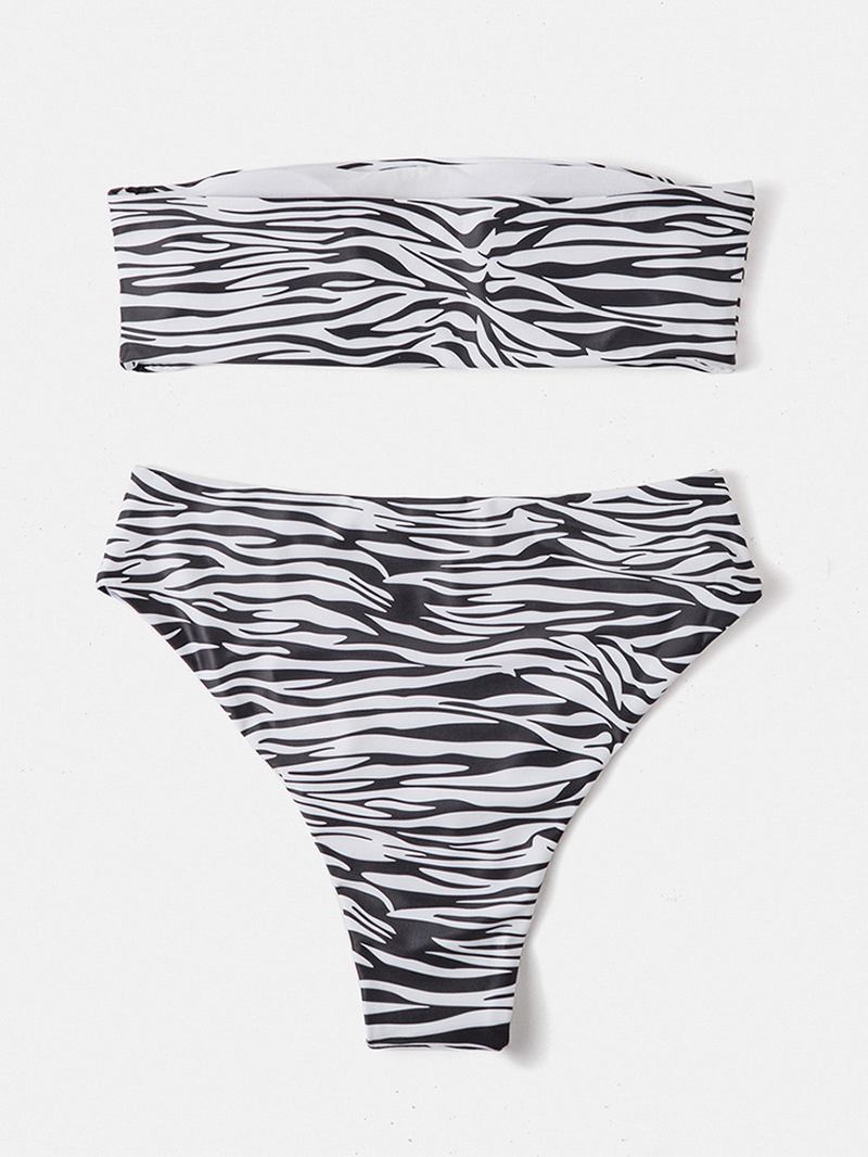 Kvinner Animal Med Trykk Bandeau Backless Bikinithong Badedrakt