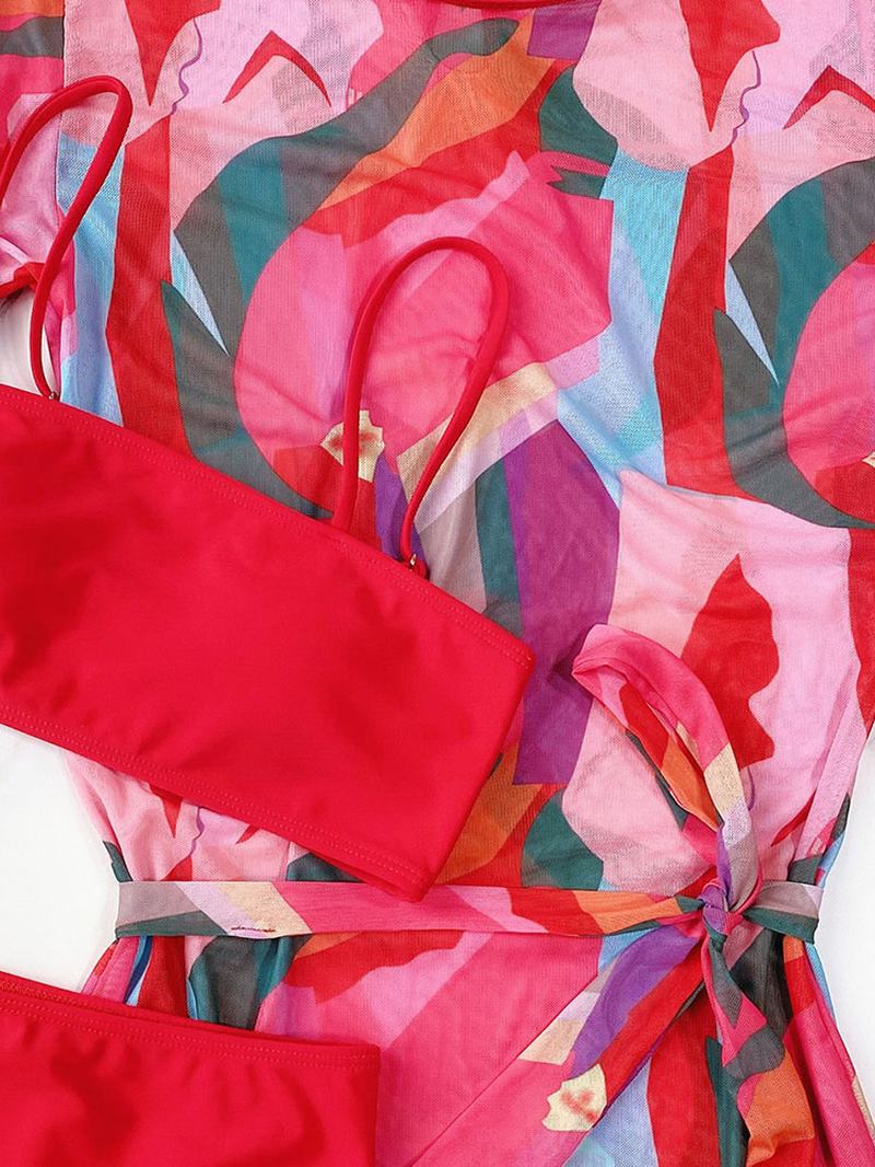 Kvinner Color Block Snøring Kortermet Kjole Spaghetti Straps Bikinis Badedrakt