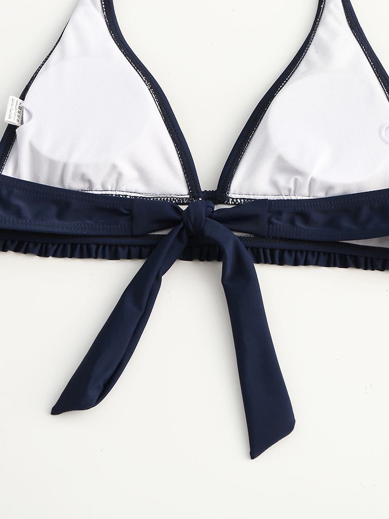 Kvinner Halter Bikini Ruffled Trim Triangle Vanlig Badedrakt