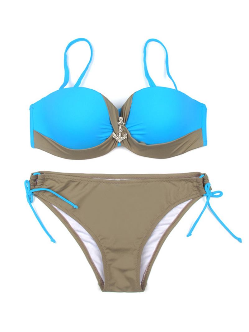 Kvinner Sexy Bøyle Push Up Bikini Sett Ruched Justerbar Beachwear