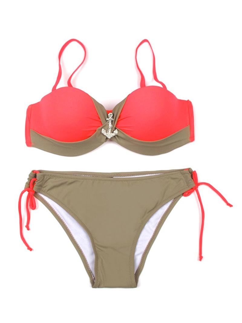 Kvinner Sexy Bøyle Push Up Bikini Sett Ruched Justerbar Beachwear