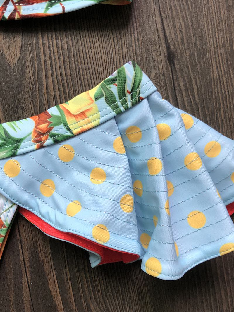 Kvinner En Skulder Blomsterutskrift Ruffle Trims Ryggløse Beach Holiday Lav Midje Bikinier