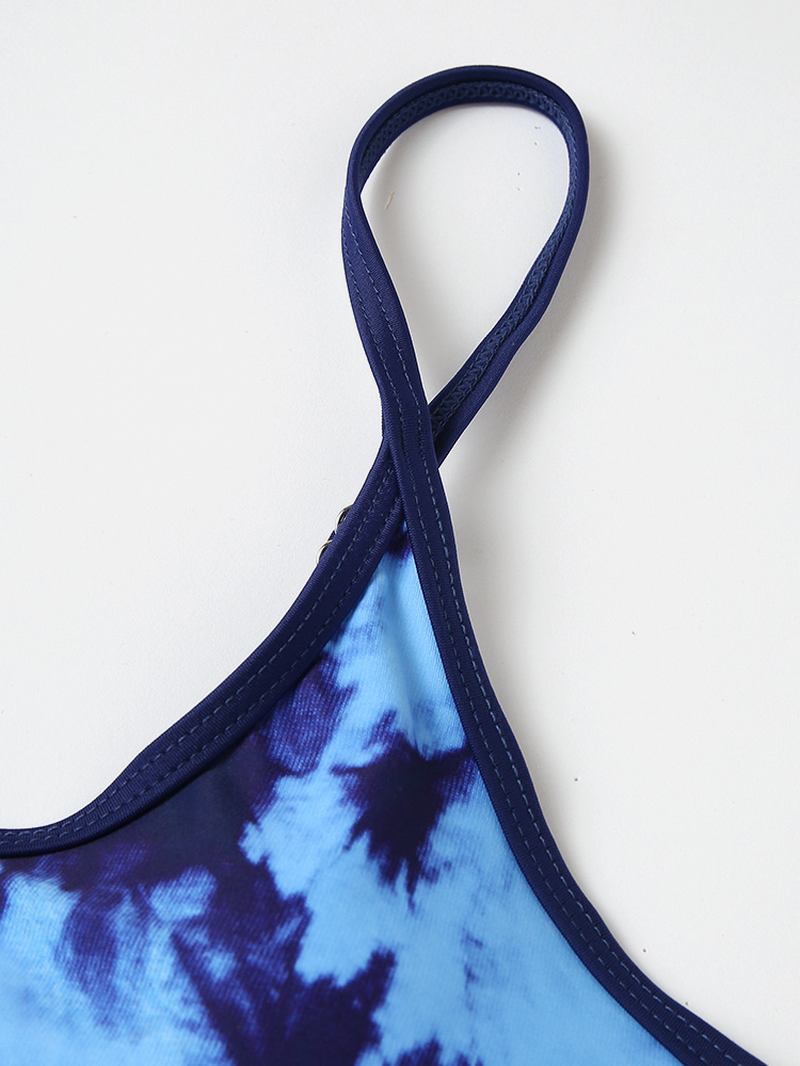 Kvinner Tie-dye Patchwork Bikinis Badedrakt Med Høy Midje