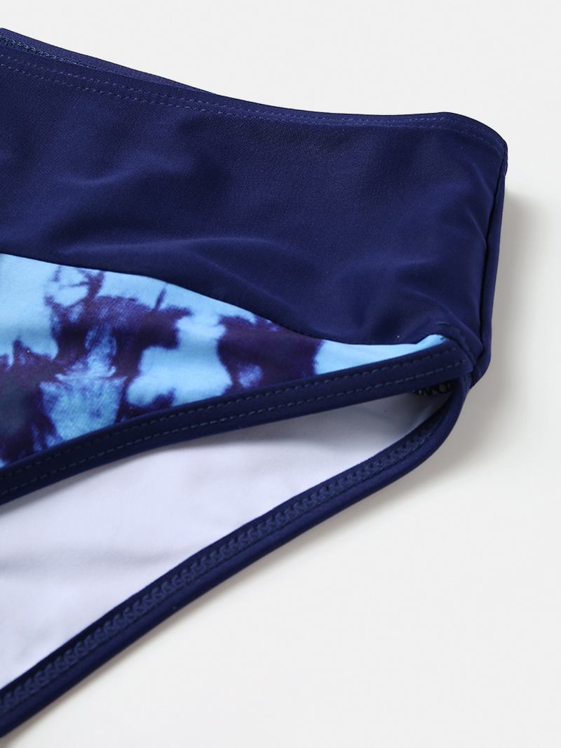 Kvinner Tie-dye Patchwork Bikinis Badedrakt Med Høy Midje