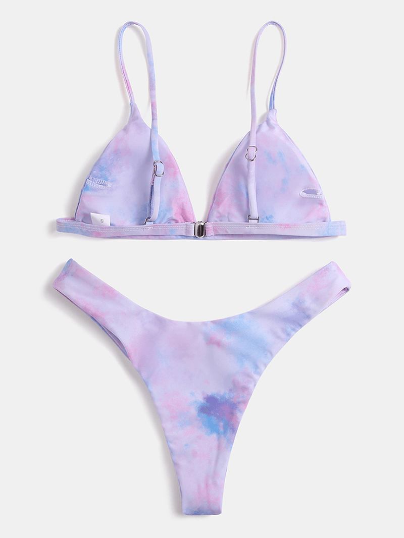 Tie Dye Dame Trekant Spaghetti Straps Bikini Backless Badetøy