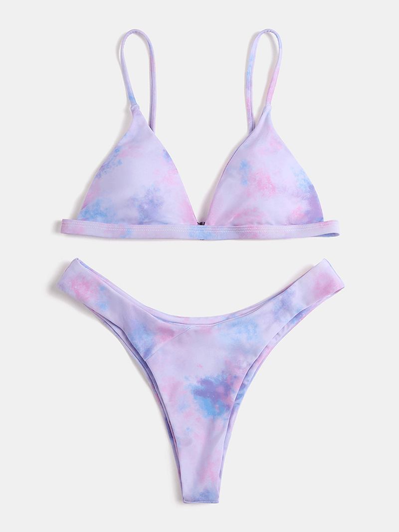 Tie Dye Dame Trekant Spaghetti Straps Bikini Backless Badetøy