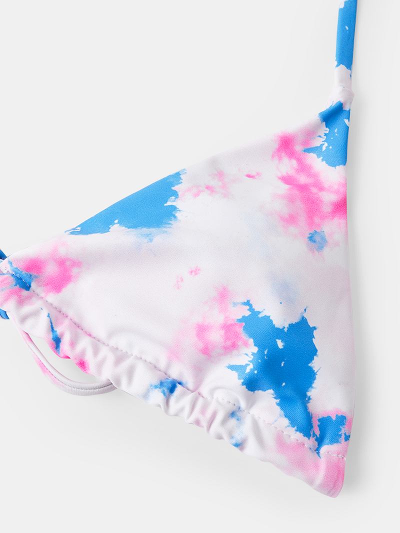 Triangle Tie-dye Halter String Bikini Strandtøy For Kvinner Med Åpen Rygg