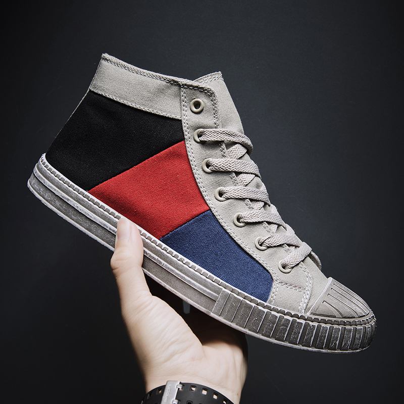 Menn Colorblock Canvas High Top Lace Up Sports Fritids Trainers