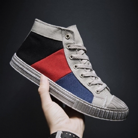 Menn Colorblock Canvas High Top Lace Up Sports Fritids Trainers