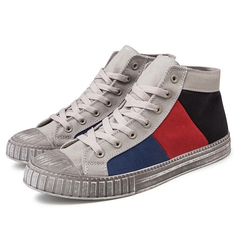 Menn Colorblock Canvas High Top Lace Up Sports Fritids Trainers