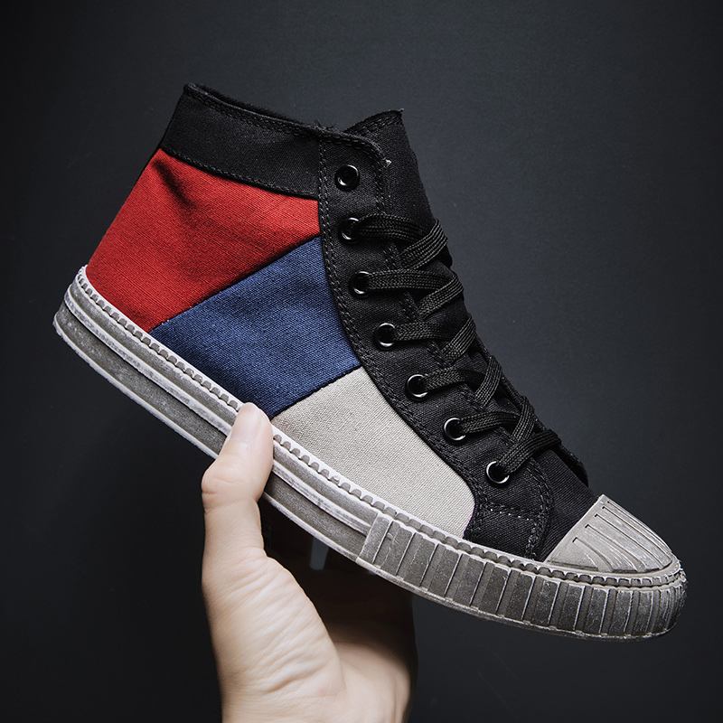 Menn Colorblock Canvas High Top Lace Up Sports Fritids Trainers