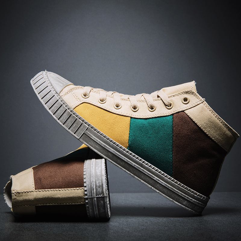 Menn Colorblock Canvas High Top Lace Up Sports Fritids Trainers