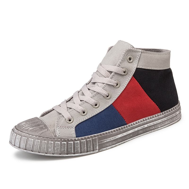 Menn Colorblock Canvas High Top Lace Up Sports Fritids Trainers