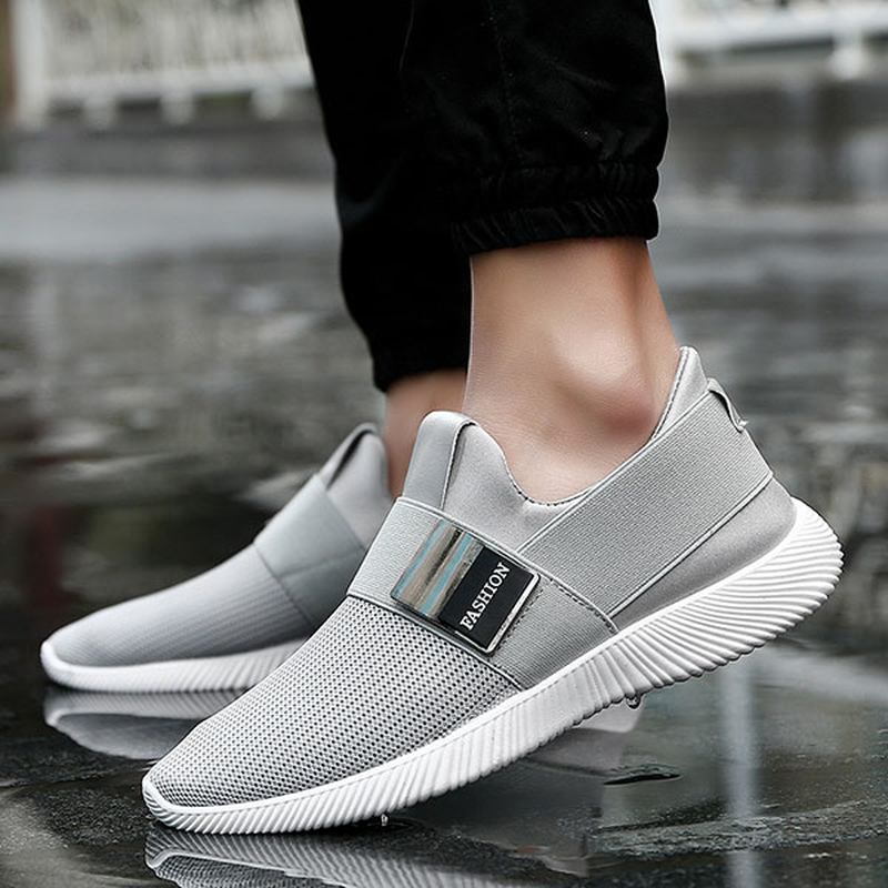 Menn Fritids Stoff Elastisk Slip On Athletic Sneakers Sports Sko