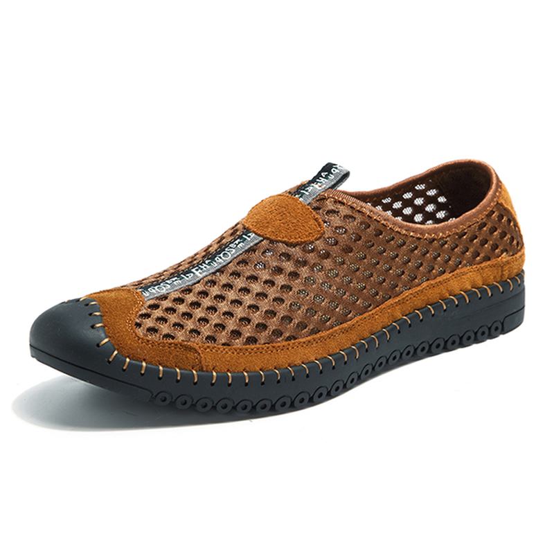 Menn Mesh Anti-collision Toe Håndsøm Fritids Flats Joggesko