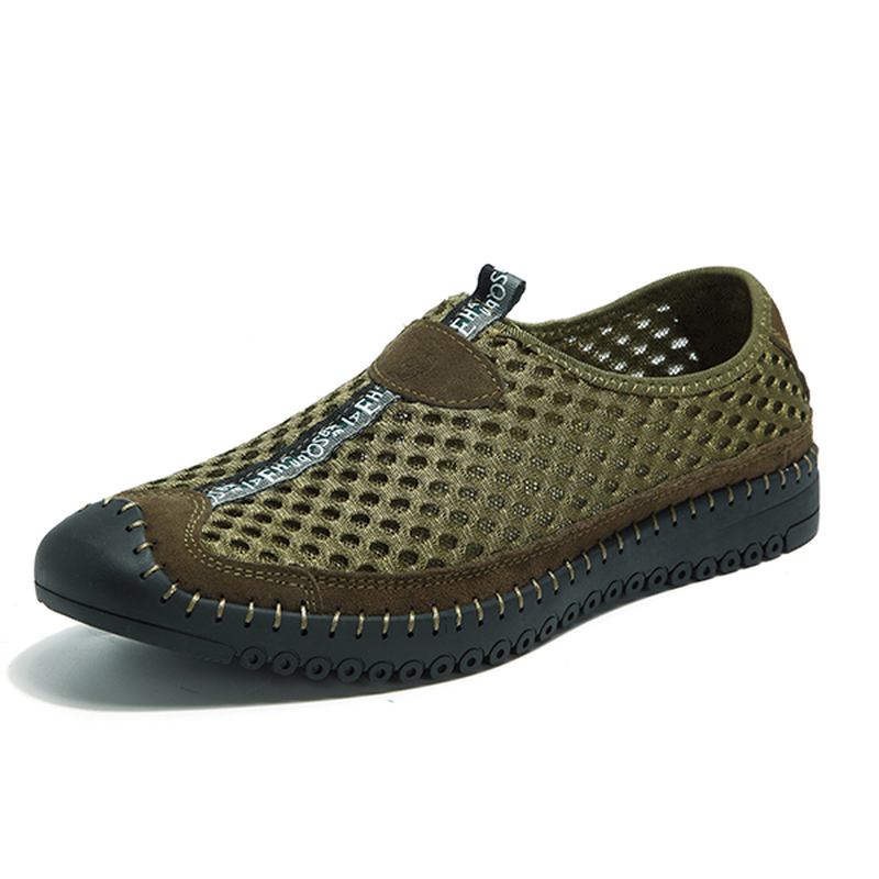 Menn Mesh Anti-collision Toe Håndsøm Fritids Flats Joggesko