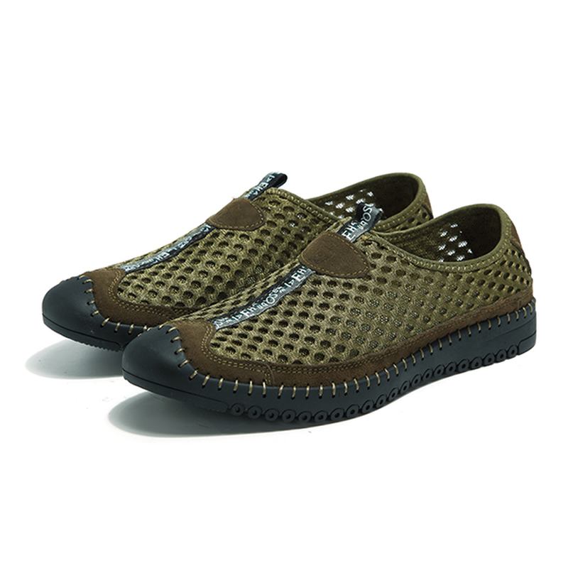 Menn Mesh Anti-collision Toe Håndsøm Fritids Flats Joggesko