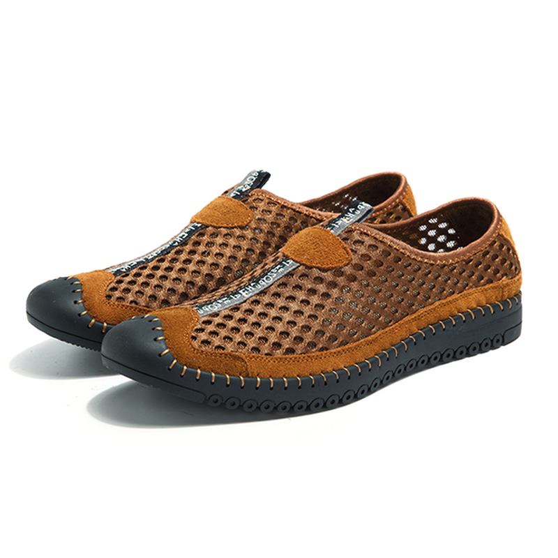 Menn Mesh Anti-collision Toe Håndsøm Fritids Flats Joggesko