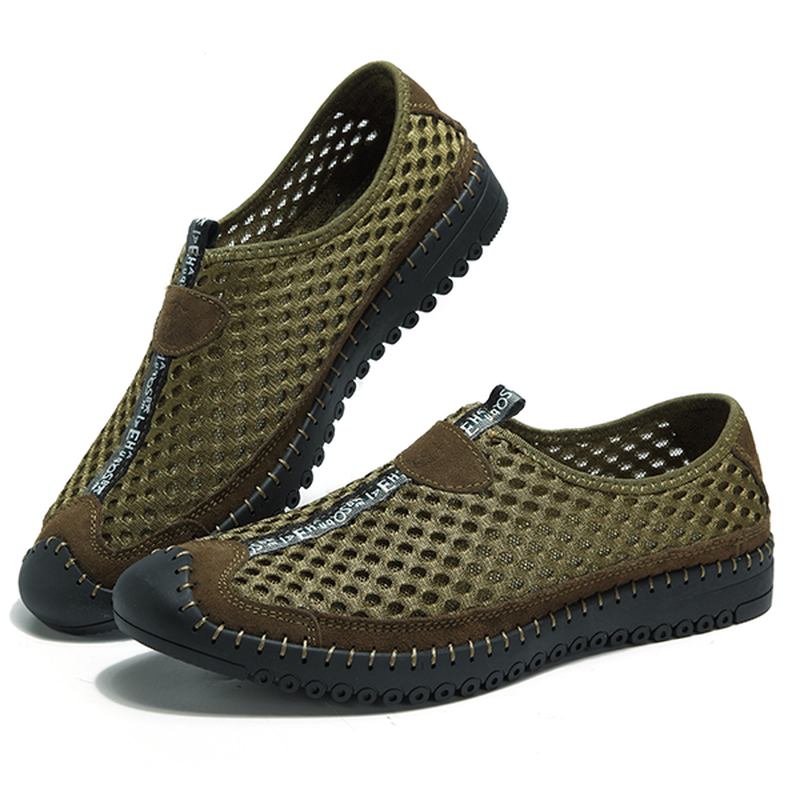 Menn Mesh Anti-collision Toe Håndsøm Fritids Flats Joggesko