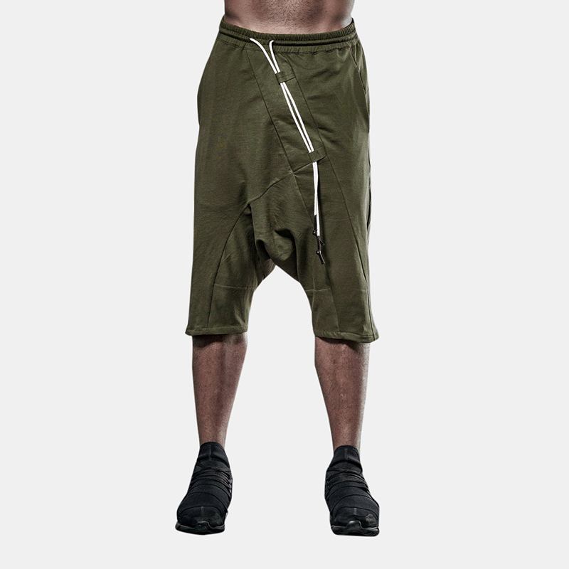 Armygrønn Bomullsshorts For Menn Drop-skittbukser