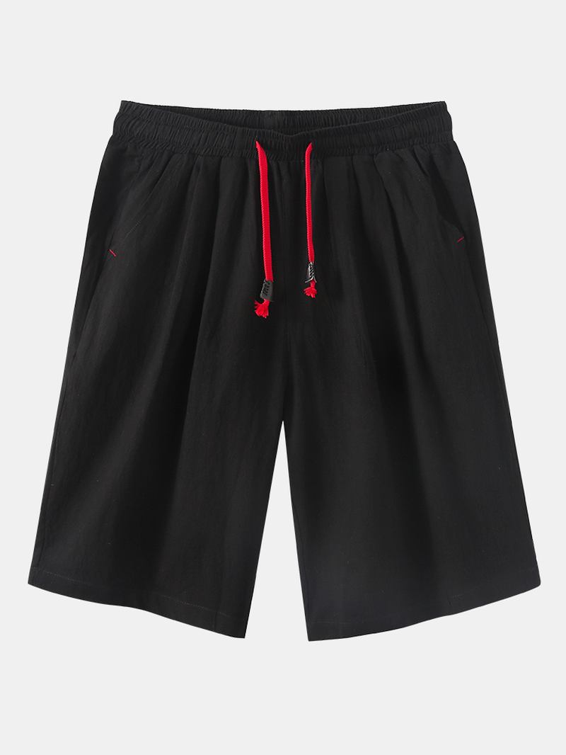 Ensfarget Herre Elastisk Midje Snøring Uformelle Shorts