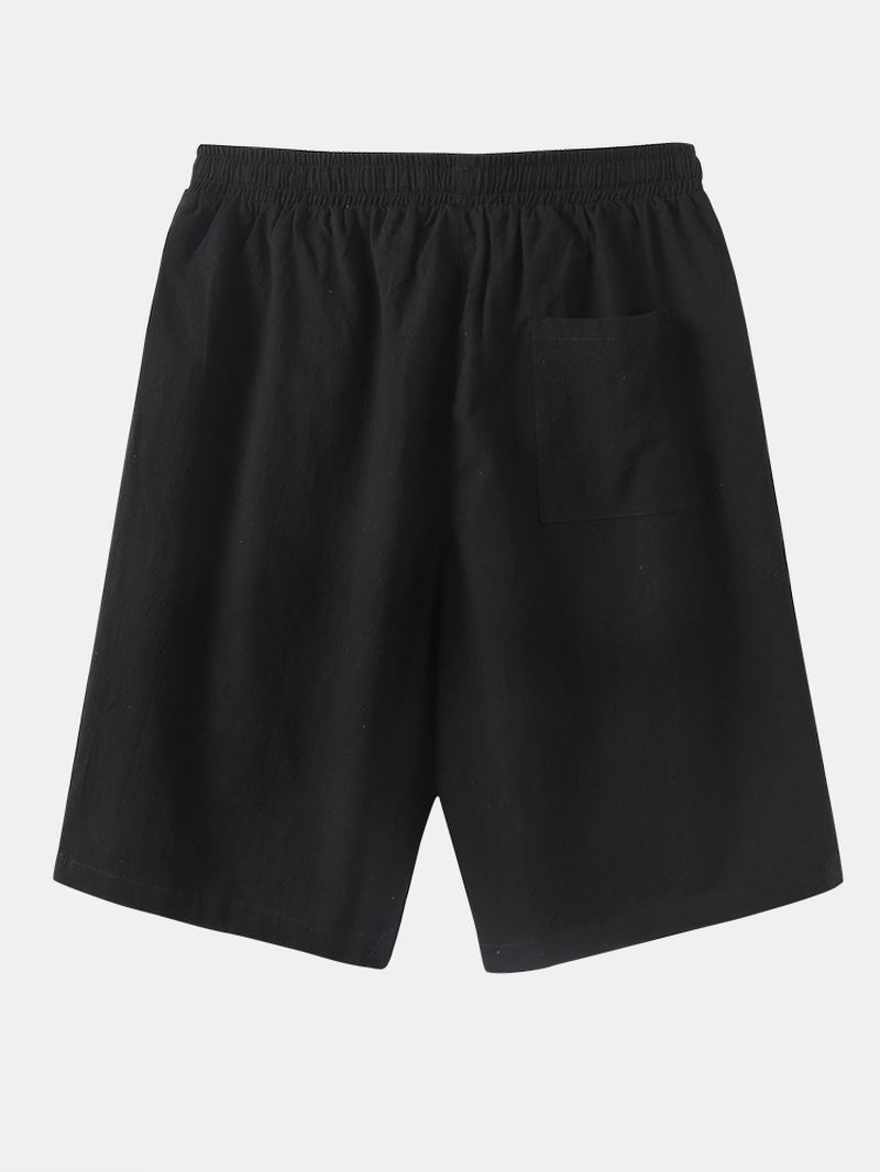 Ensfarget Herre Elastisk Midje Snøring Uformelle Shorts