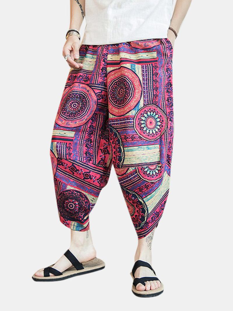 Etnisk Stilutskrift Baggy Harem Pants