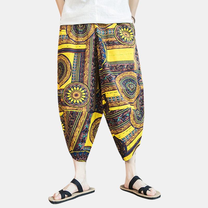 Etnisk Stilutskrift Baggy Harem Pants